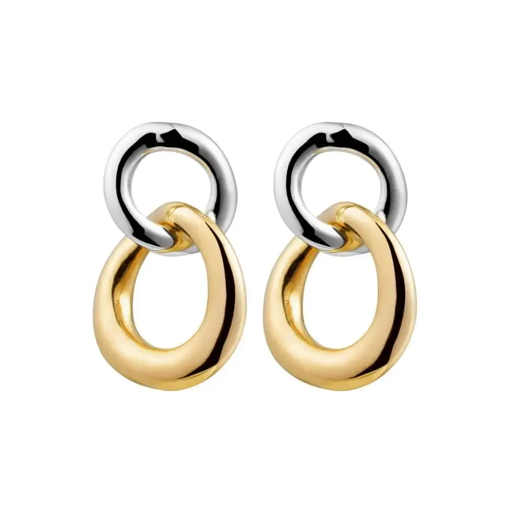 Najo Two Tone Double Circle Drop Earring