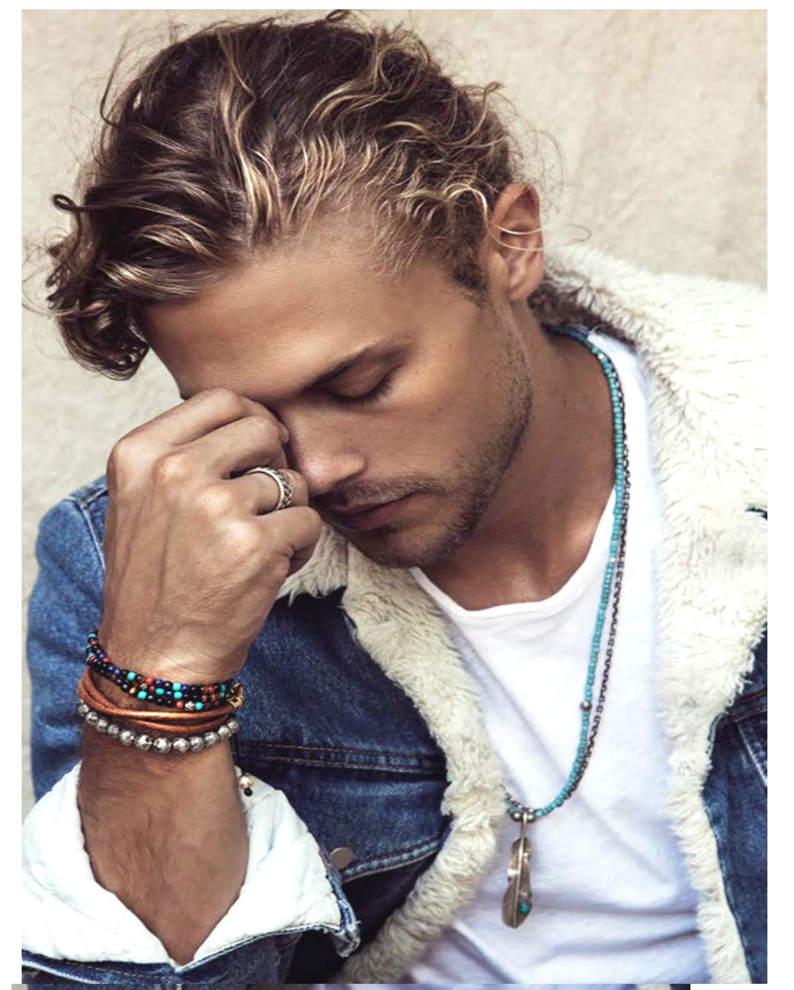 Natural Turquoise and Takahashi Goro Feather Beaded Necklace