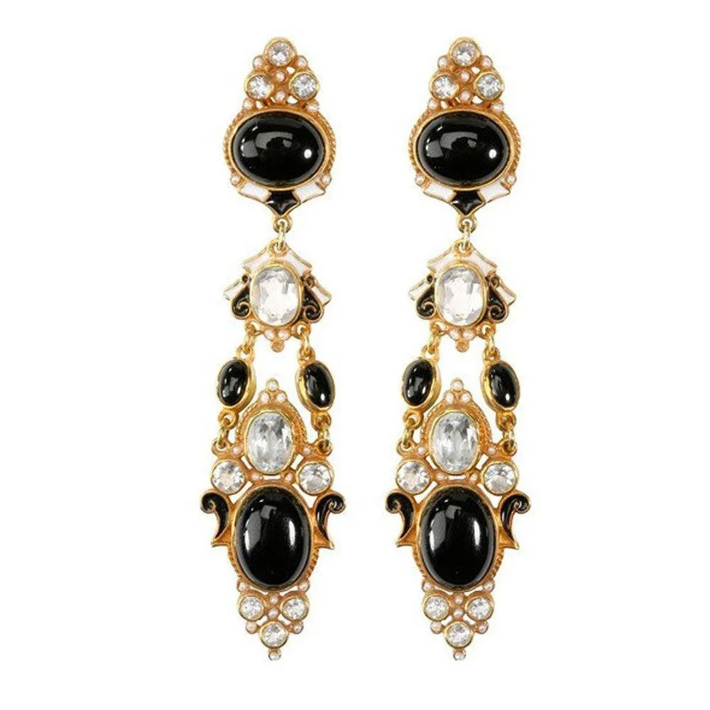 Onyx and White Topaz Earrings