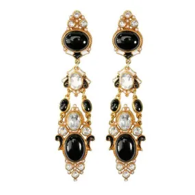 Onyx and White Topaz Earrings