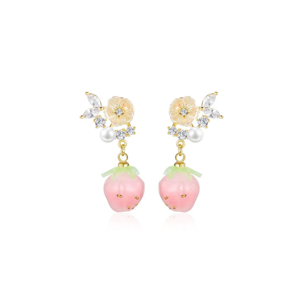 Opaque Peach Dangle Pink Earrings