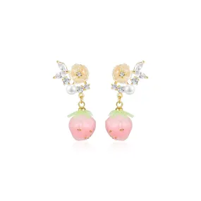 Opaque Peach Dangle Pink Earrings