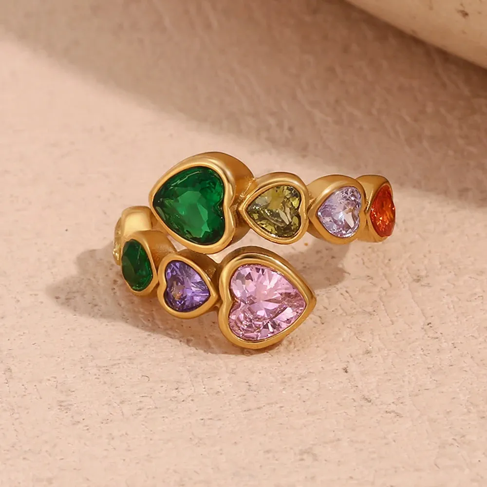 Open Heart Zircon Ring