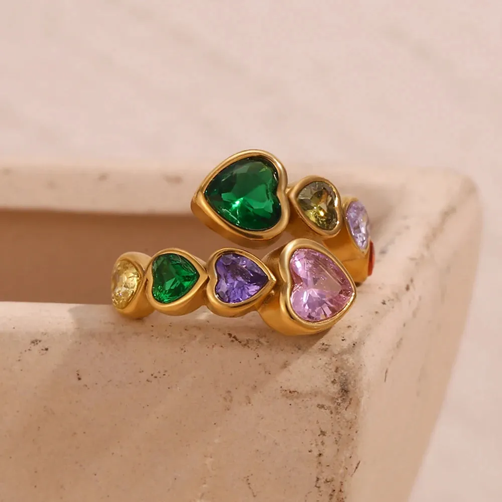 Open Heart Zircon Ring