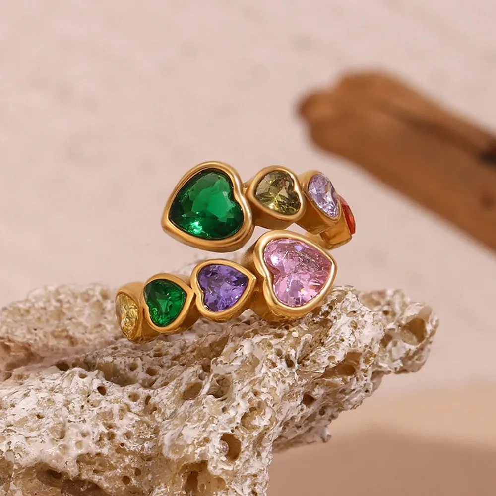 Open Heart Zircon Ring