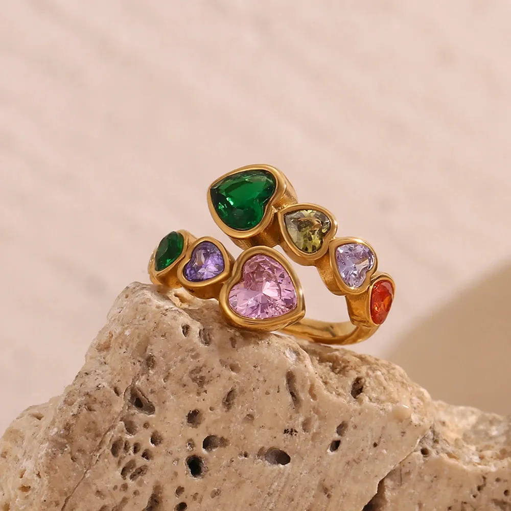 Open Heart Zircon Ring