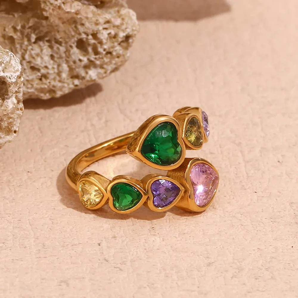 Open Heart Zircon Ring