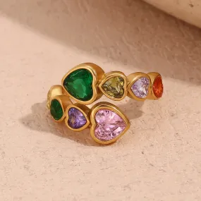 Open Heart Zircon Ring