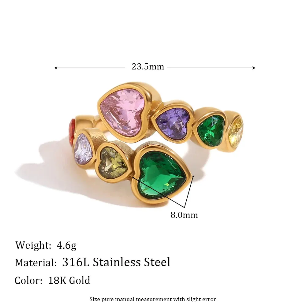 Open Heart Zircon Ring