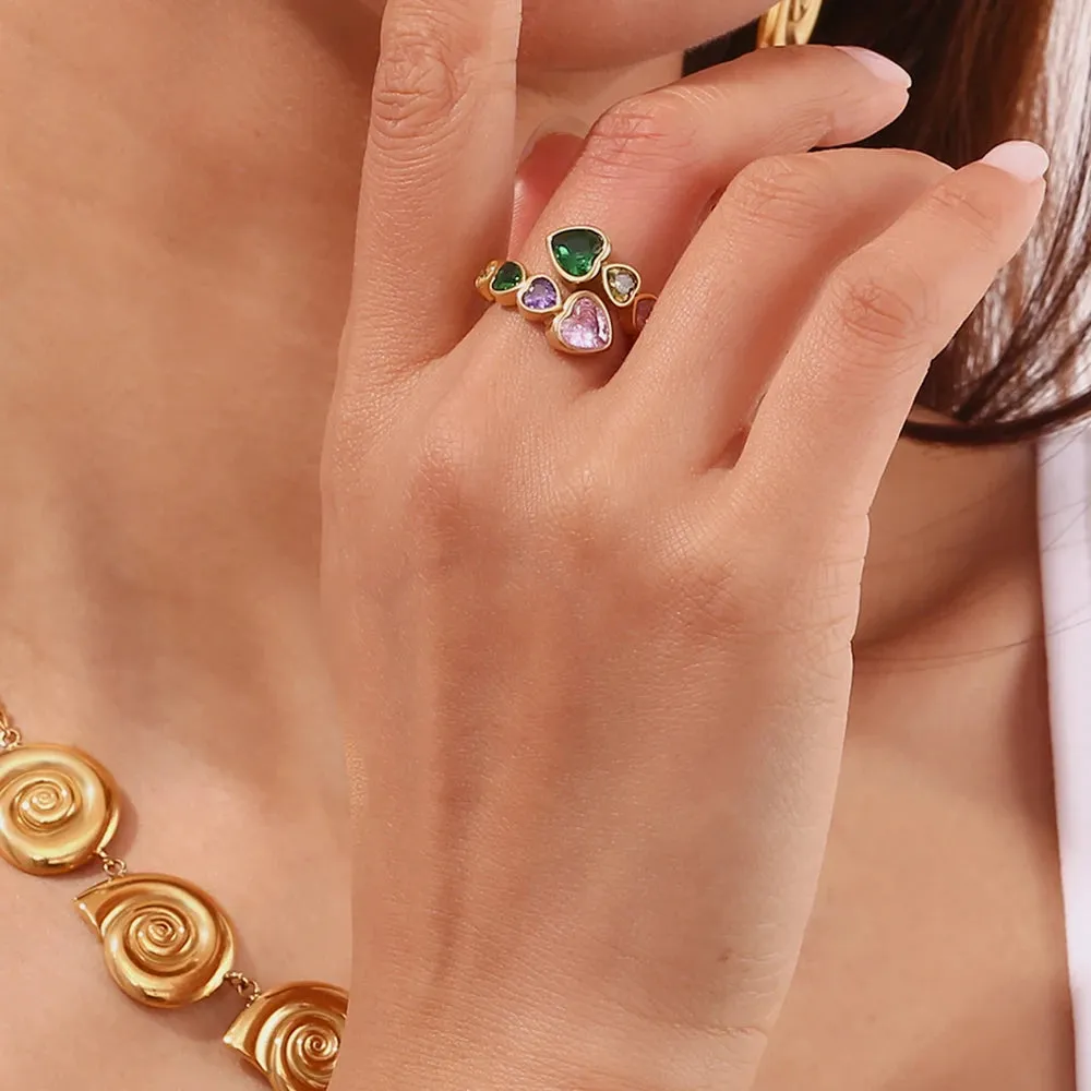 Open Heart Zircon Ring