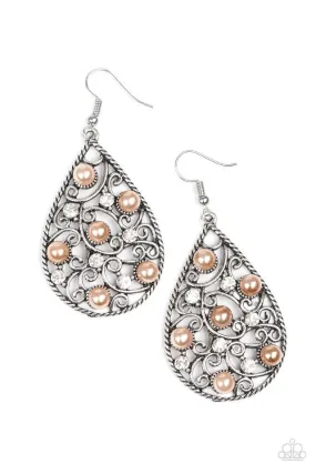 Paparazzi Earring ~ Glowing Vineyards - Brown