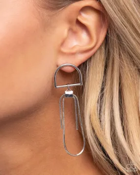Paparazzi Earring ~ Minimalistic Maven - Silver