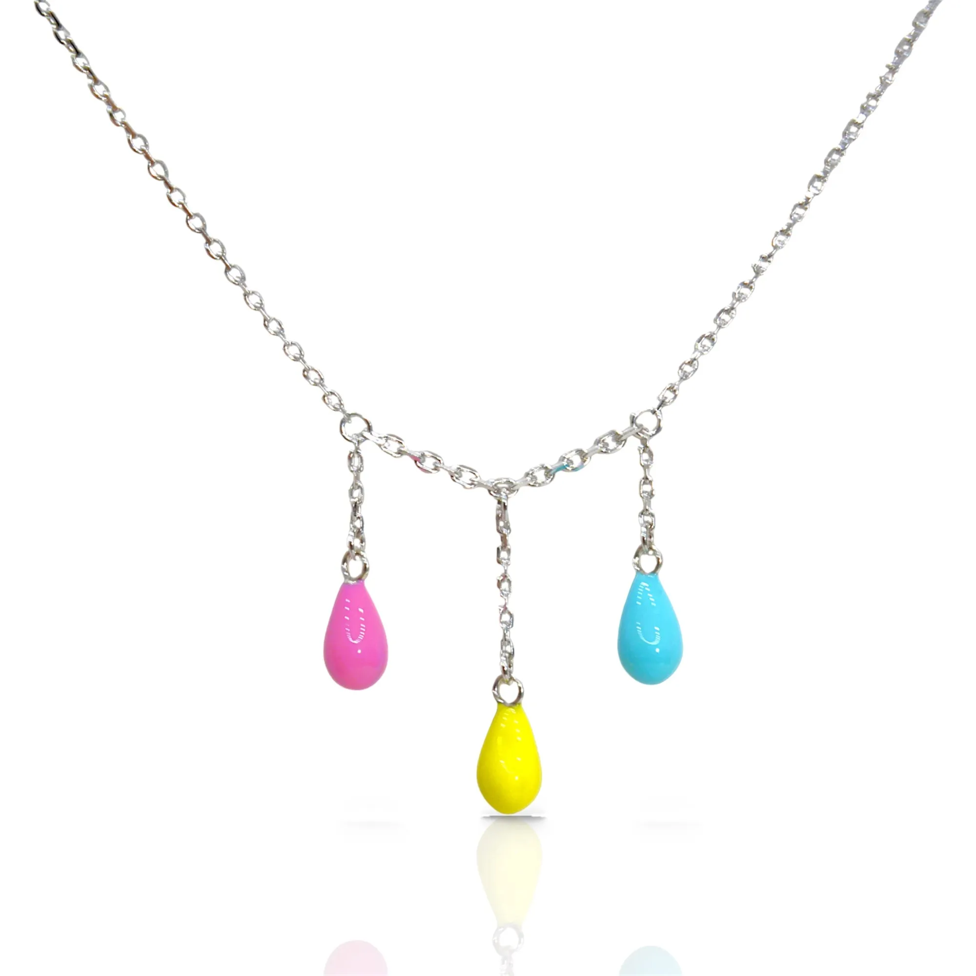 Pastel Teardrop Necklace for Teen in 925 Sterling Silver