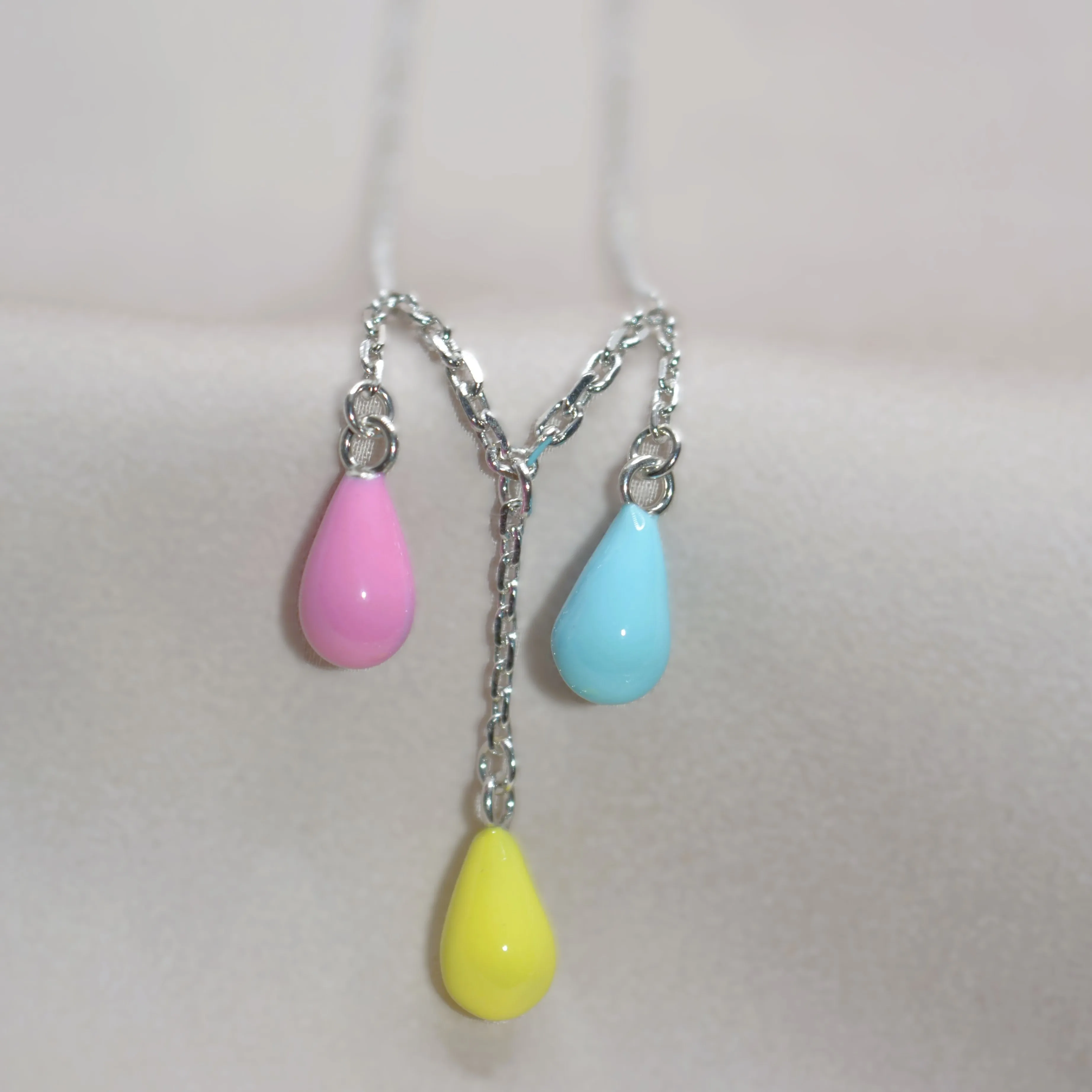 Pastel Teardrop Necklace for Teen in 925 Sterling Silver