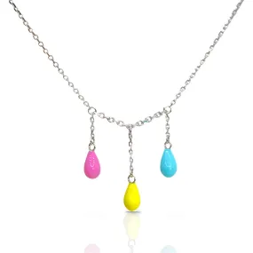 Pastel Teardrop Necklace for Teen in 925 Sterling Silver