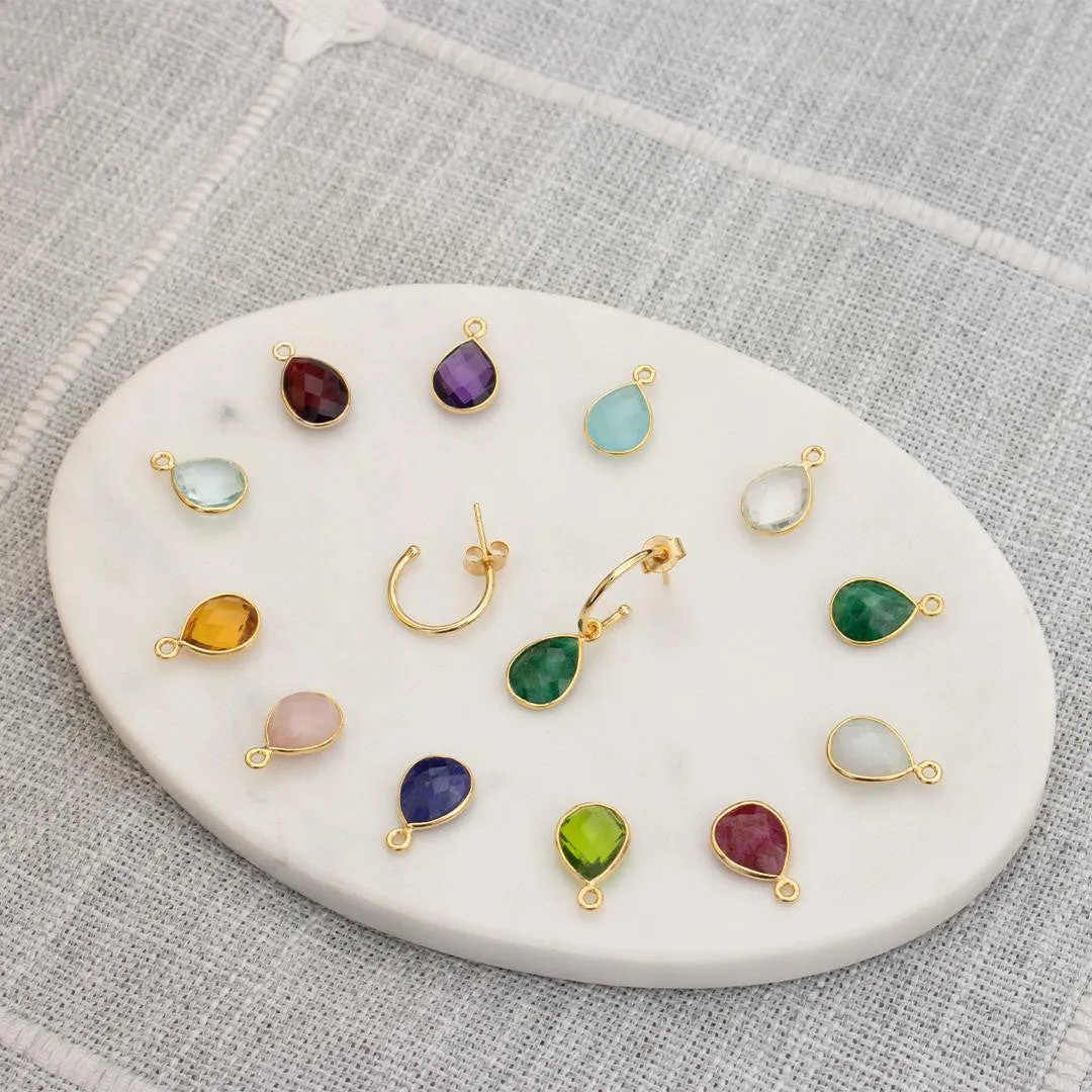Peridot Drop Hoop Earrings | Gold - August
