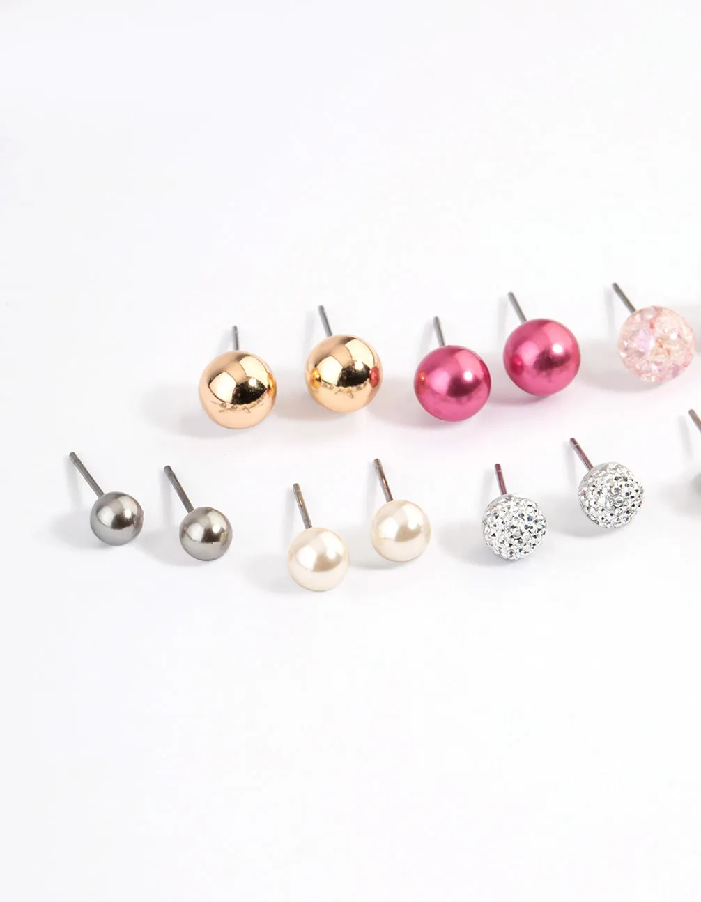 Pink Multi Ball & Beaded Earrings 8-Pack