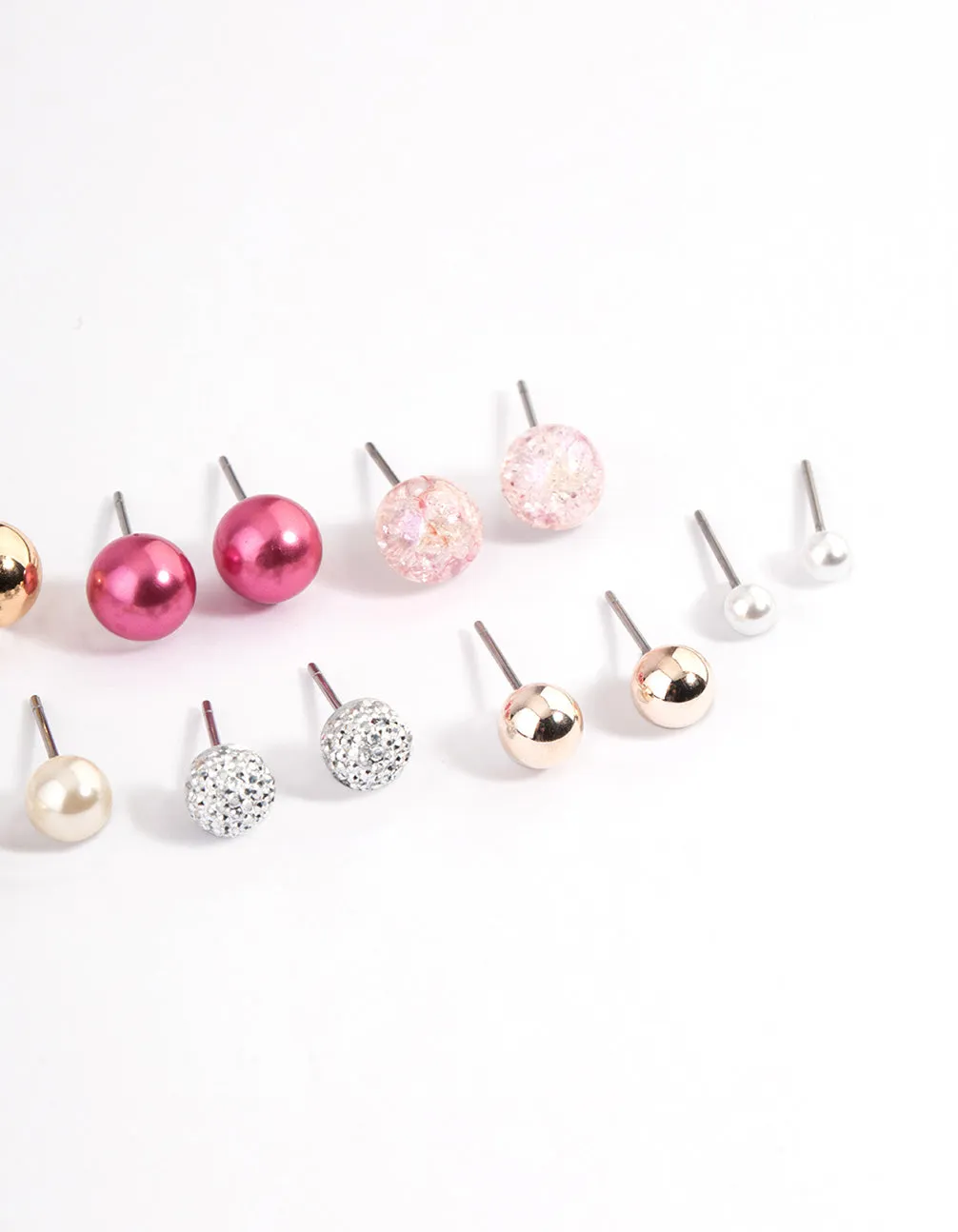 Pink Multi Ball & Beaded Earrings 8-Pack