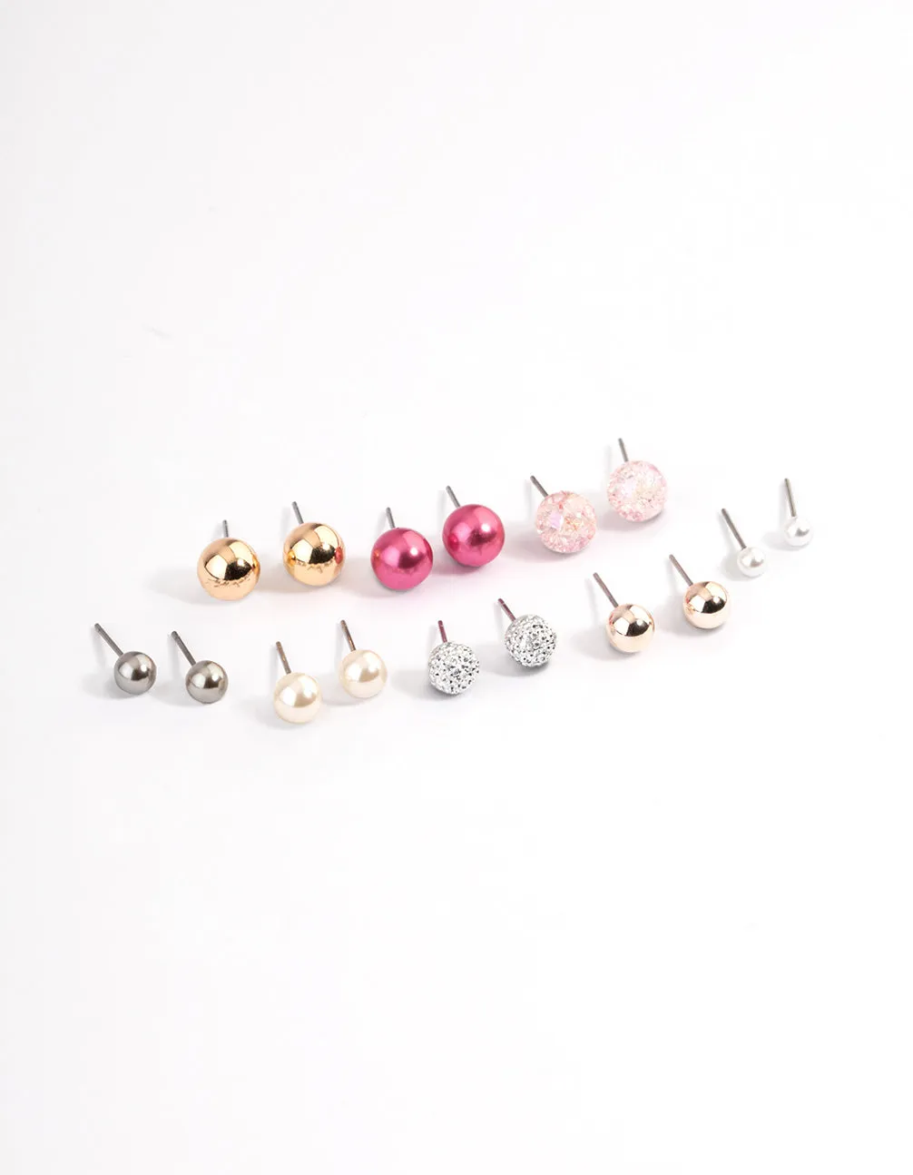 Pink Multi Ball & Beaded Earrings 8-Pack