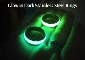 Pink or Blue Glow in the Dark Stainless-Steel Ring 4mm Band Luminous Rings
