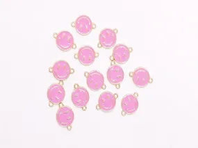 Pink Smiley Metallic Jewelry Charms