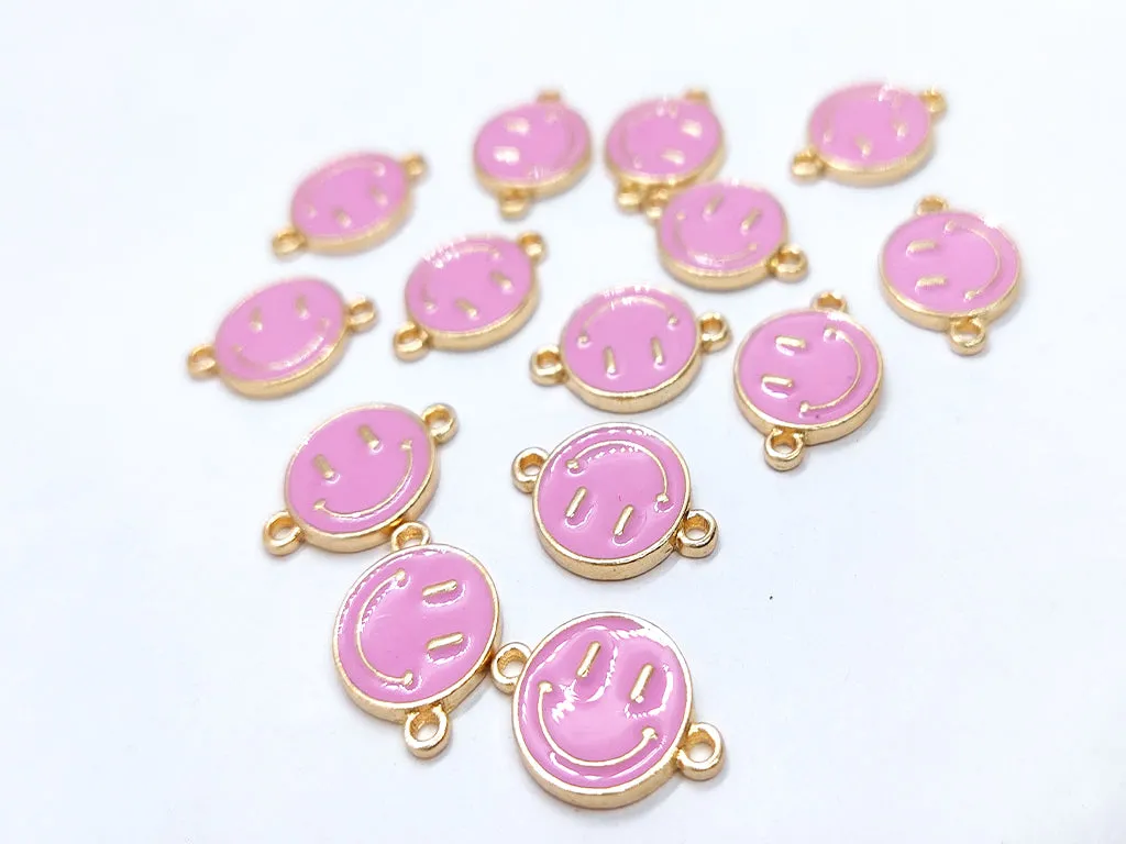 Pink Smiley Metallic Jewelry Charms
