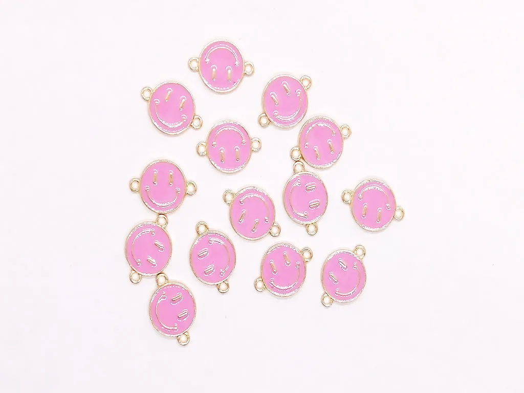 Pink Smiley Metallic Jewelry Charms