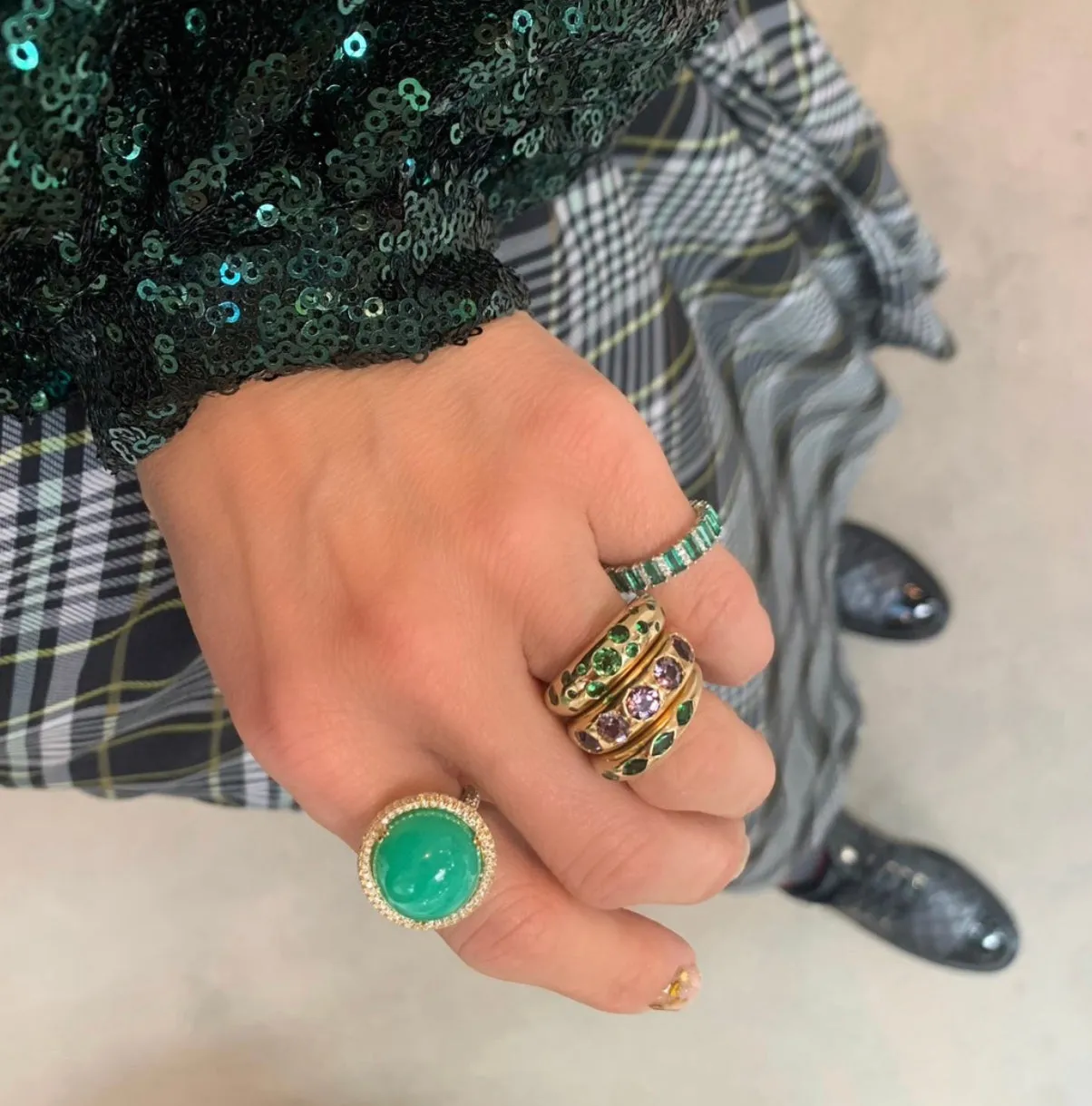 Polka Dot Tsavorite Nomad Dome Ring