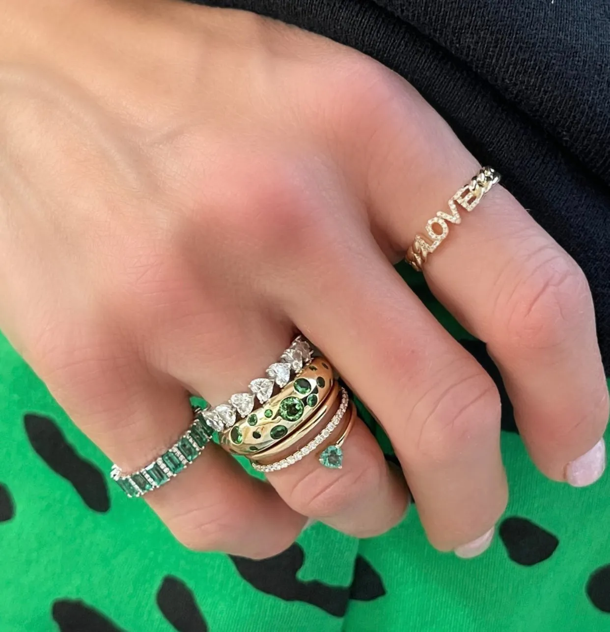 Polka Dot Tsavorite Nomad Dome Ring