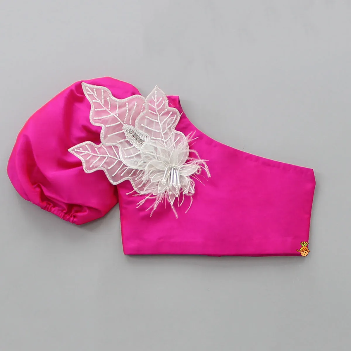 Pre Order: Stylish One-Shoulder Pink Top And Lehenga