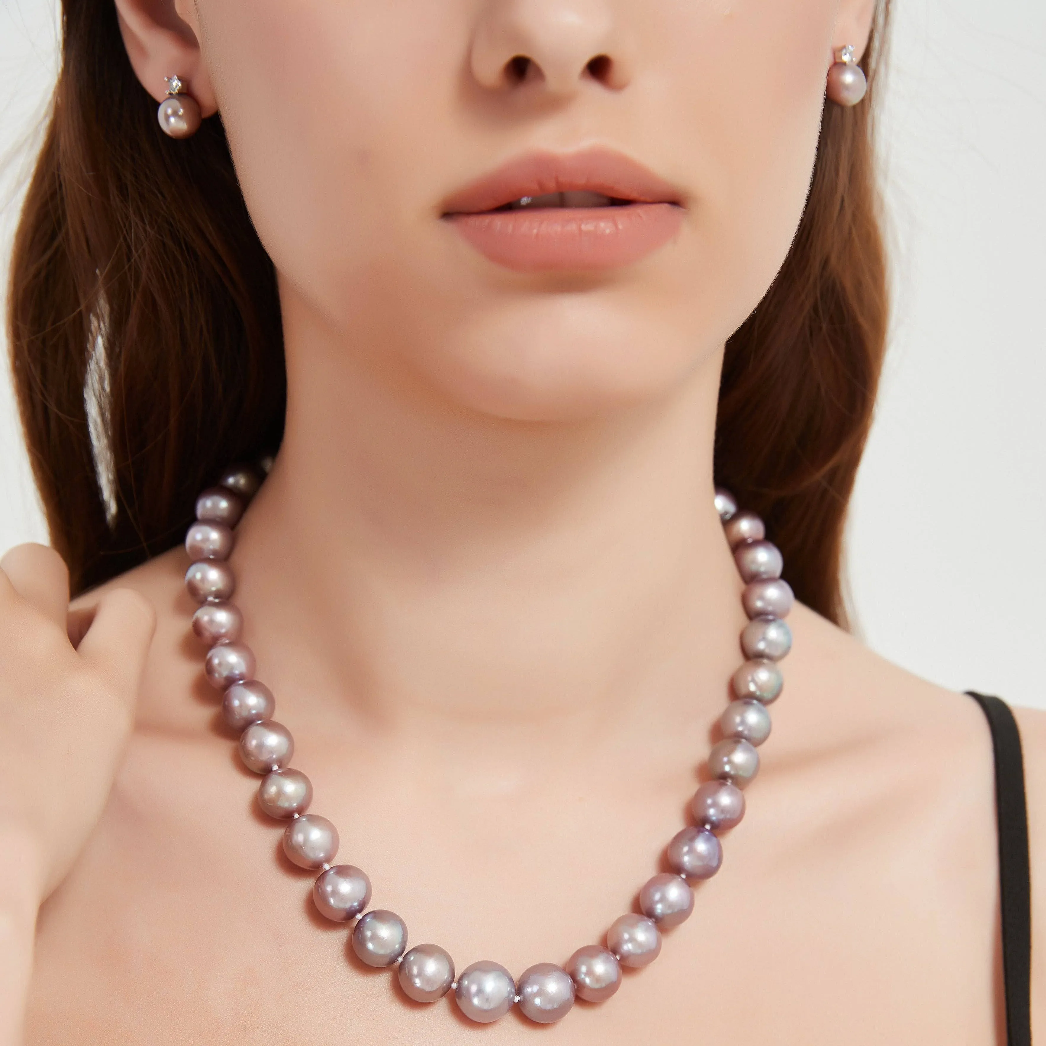 Purple 10-12mm Edison Pearl Necklace and Bracelet Set