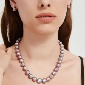 Purple 10-12mm Edison Pearl Necklace and Bracelet Set