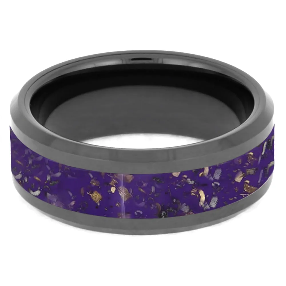 Purple & Black Men's Wedding Band, Stardust Ring