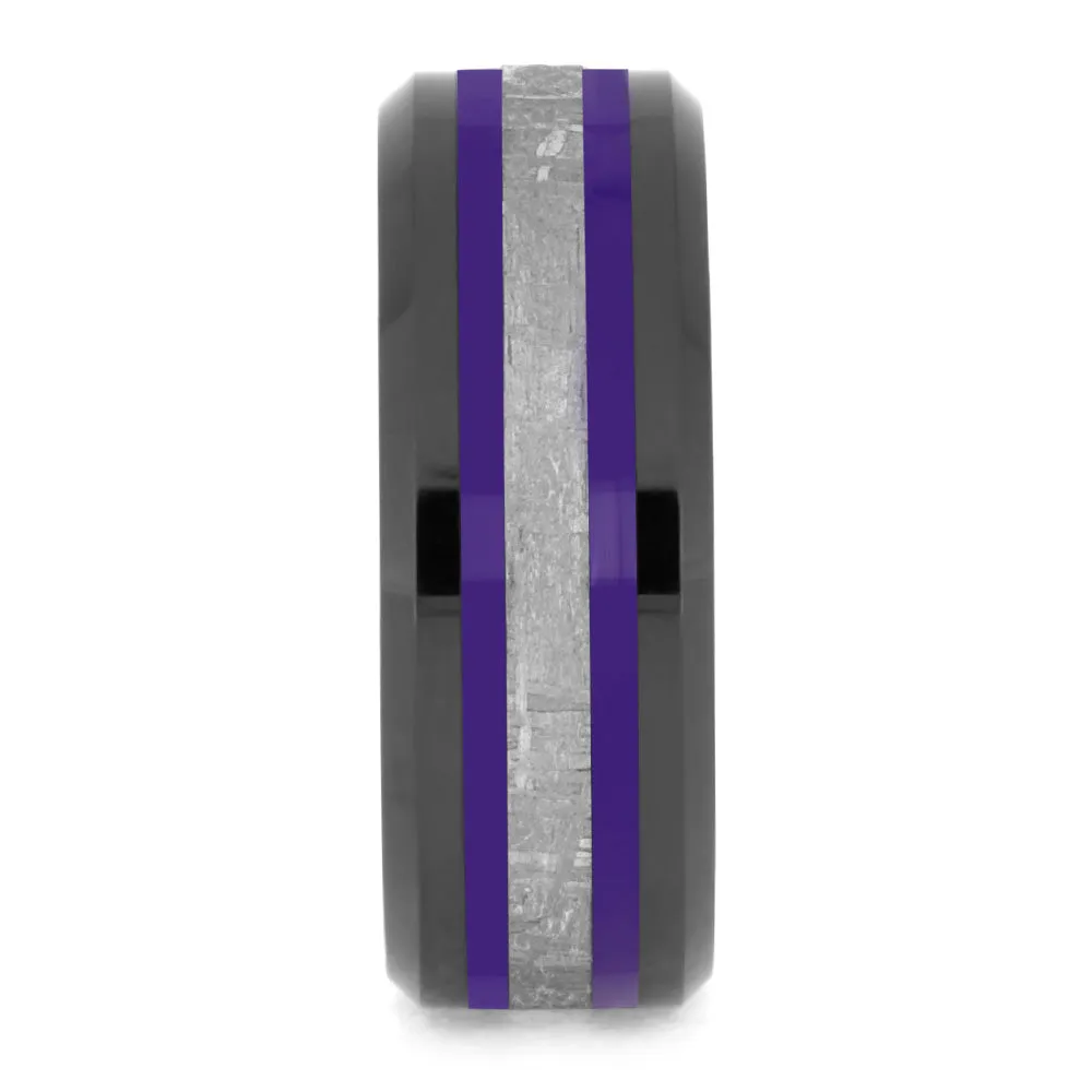 Purple Enamel & Meteorite Men's Wedding Band