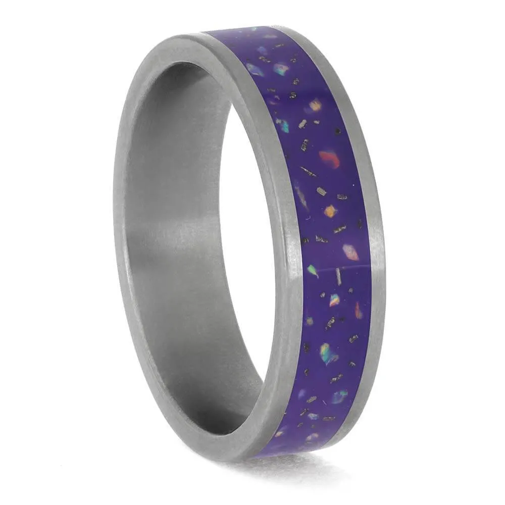 Purple Opal Stardust™ Wedding Band in Titanium