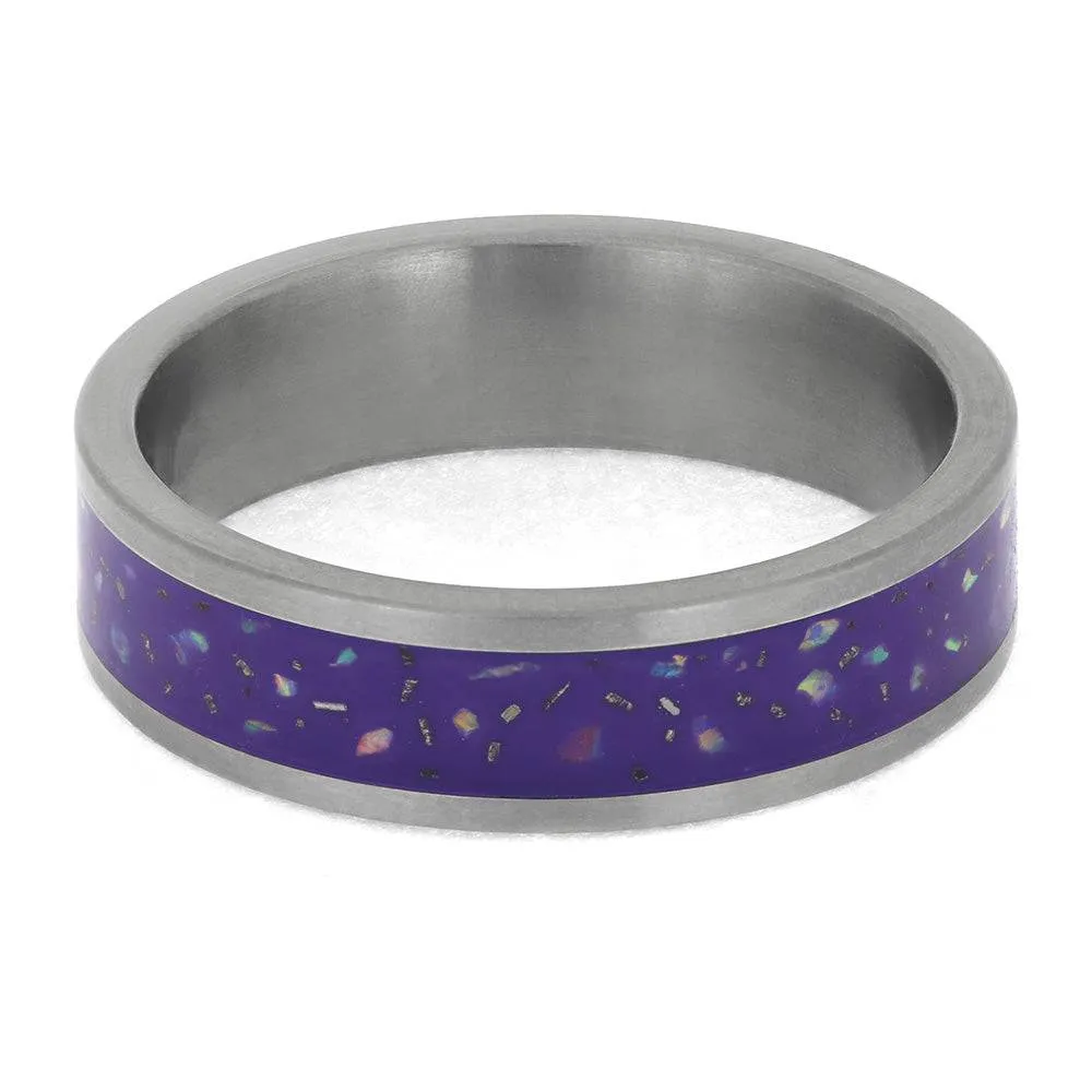 Purple Opal Stardust™ Wedding Band in Titanium