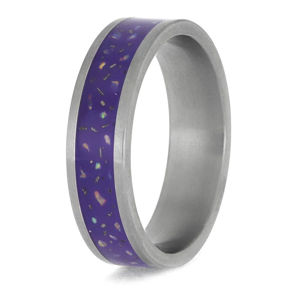 Purple Opal Stardust™ Wedding Band in Titanium