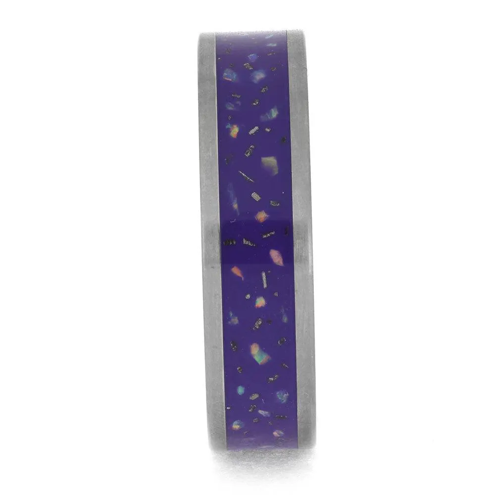Purple Opal Stardust™ Wedding Band in Titanium