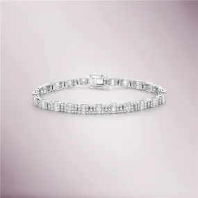 Ready To Ship Round & Baguette Diamonds Spaced Rectangular Shape Tennis Bracelet (4.10 ct.) in 14K Gold
