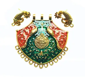 Red Green Golden Designer Peacock Pendant Set
