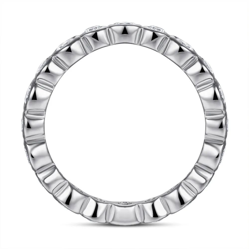Round Zircon Beading Silver Ring