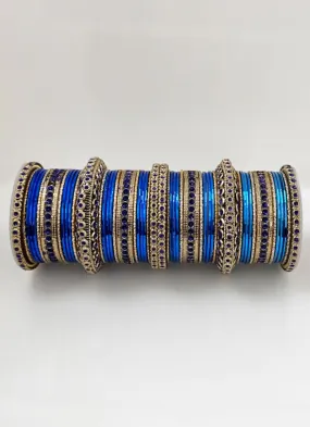 Royal Blue Anitique Gold Double Bangle Set