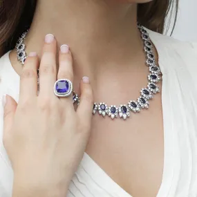 Sapphire Flower Cluster Grand Necklace