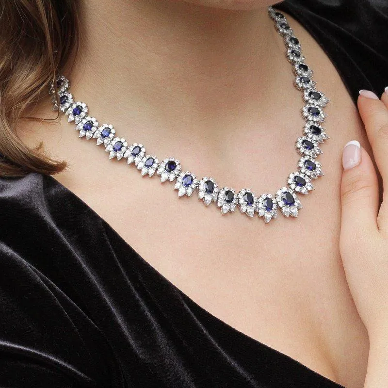 Sapphire Flower Cluster Grand Necklace