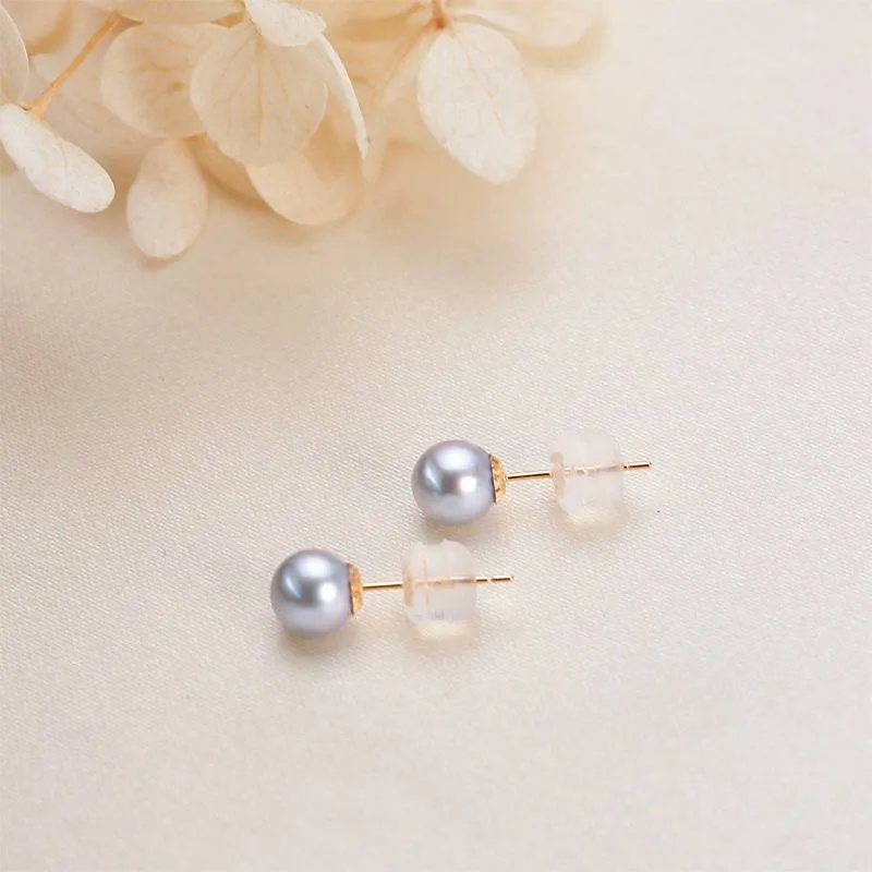 Seawater Akoya Silver Blue Pearl & Stud Earrings