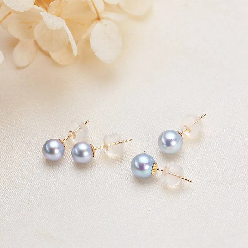 Seawater Akoya Silver Blue Pearl & Stud Earrings