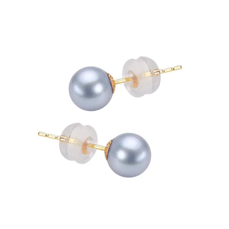 Seawater Akoya Silver Blue Pearl & Stud Earrings
