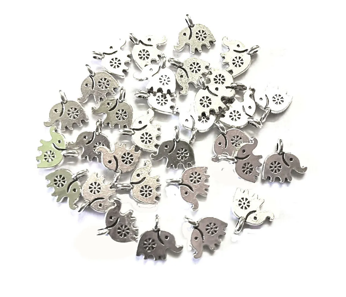 Silver Assorted Elephant Shape German Silver Charms