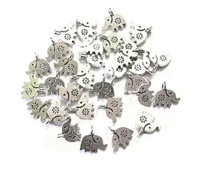 Silver Assorted Elephant Shape German Silver Charms