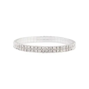 Silver Double Row Cup Chain Stretch Bracelet